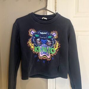 Authentic KENZO Black Crew Neck Sweater with Iconic Tiger Design